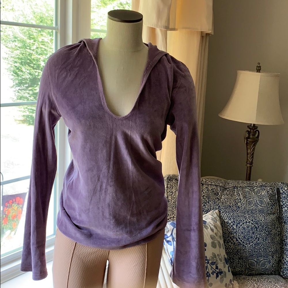 Soft snuggly velvet hooded top